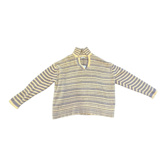 ZARA Striped V-Neck Sweater women’s Size Large yellow and purple super soft - Picture 6 of 12